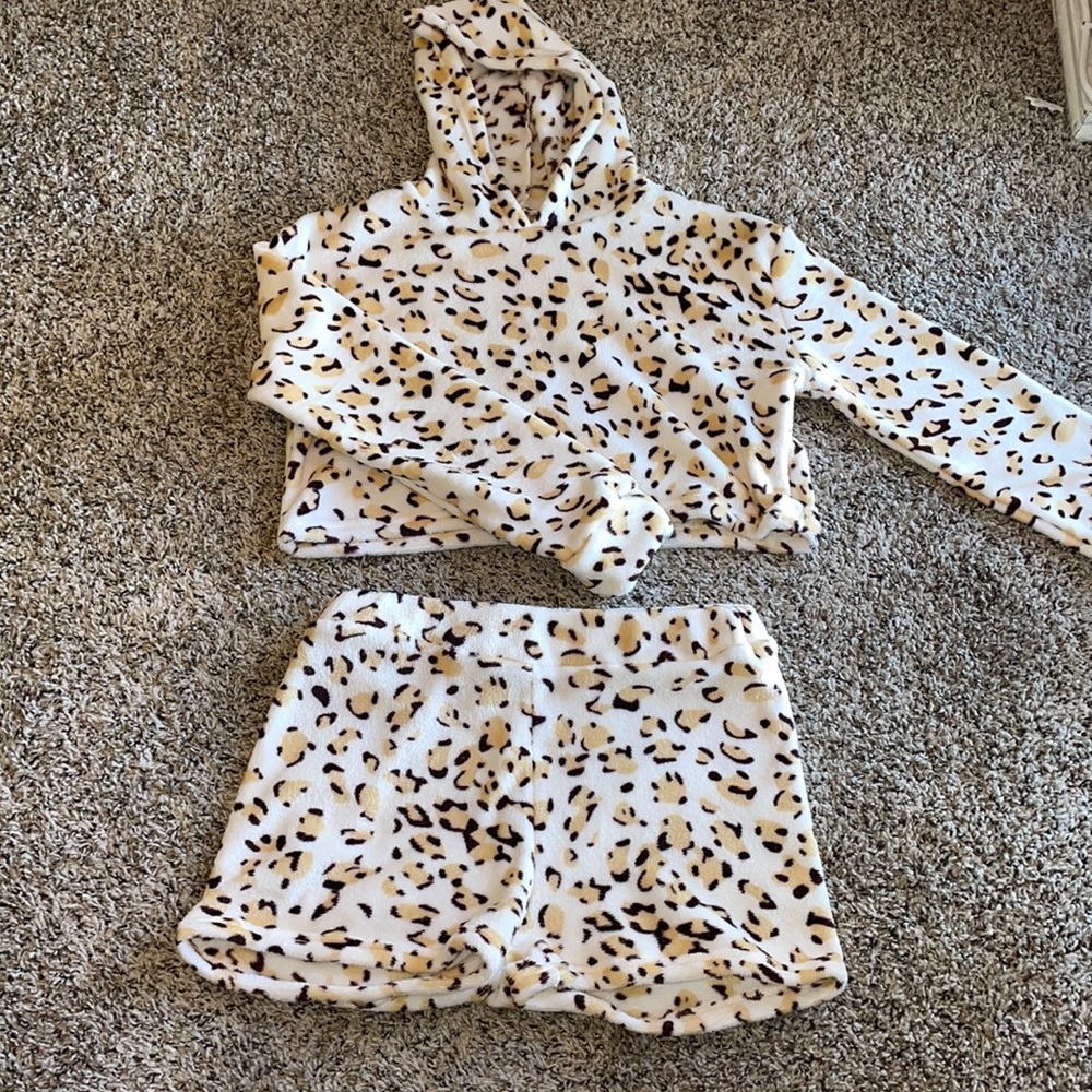 2 piece cozy hoodie/shorts set